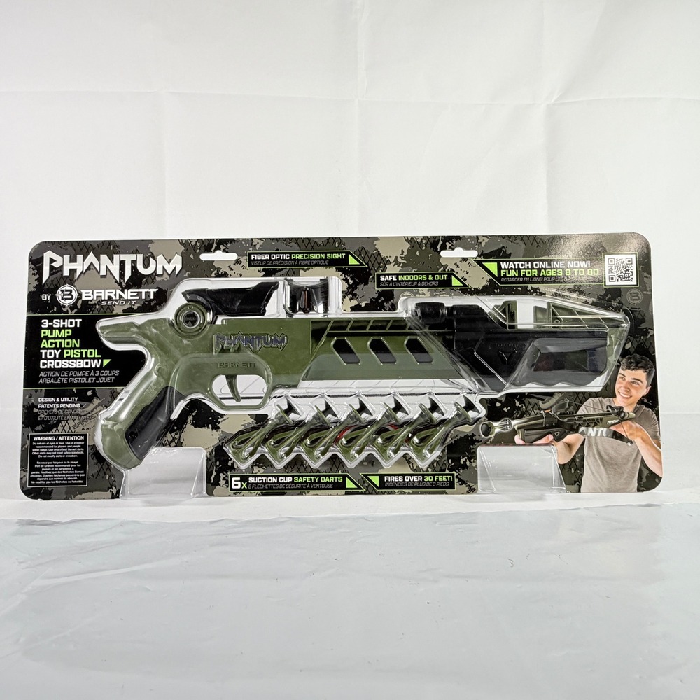 Barnett Phantom 3-Shot Pump Action Toy Pistol Crossbow New with six‎ toy darts